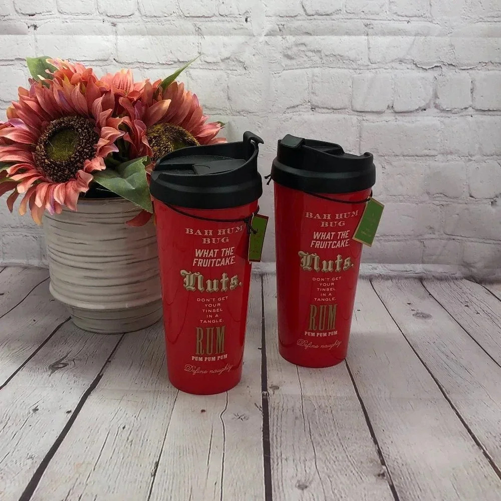 kate spade travel thermal mug bah hum bug set